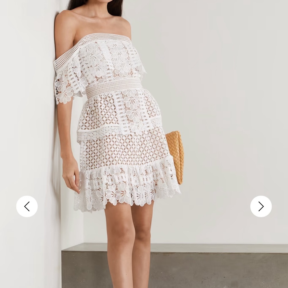 Self portrait lace tiered mini dress.